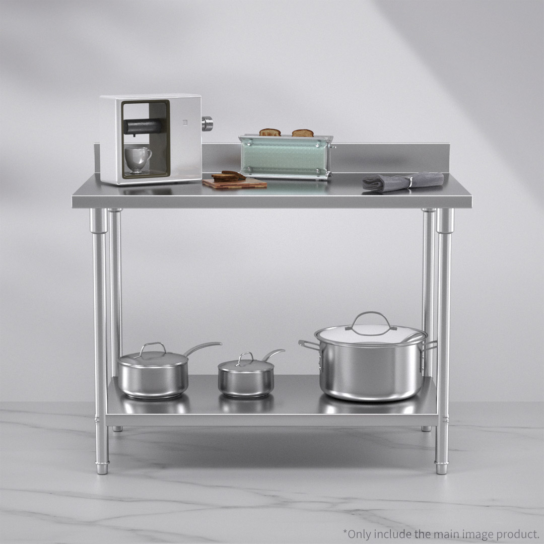 Soga Commercial Catering Kitchen Stainless Steel Prep Work Bench Table With Back-Splash 120*70*85Cm, Furniture, Kitchen &Amp; Dining Room Furniture, Buffets, Sideboards &Amp; Kitchen Islands, , ,  - Nz Depot 4