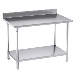 SOGA Commercial Catering Kitchen Stainless Steel Prep Work Bench Table with Back-splash 120*70*85cm, furniture, kitchen & dining room furniture, buffets, sideboards & kitchen islands, , ,  - NZ DEPOT 1