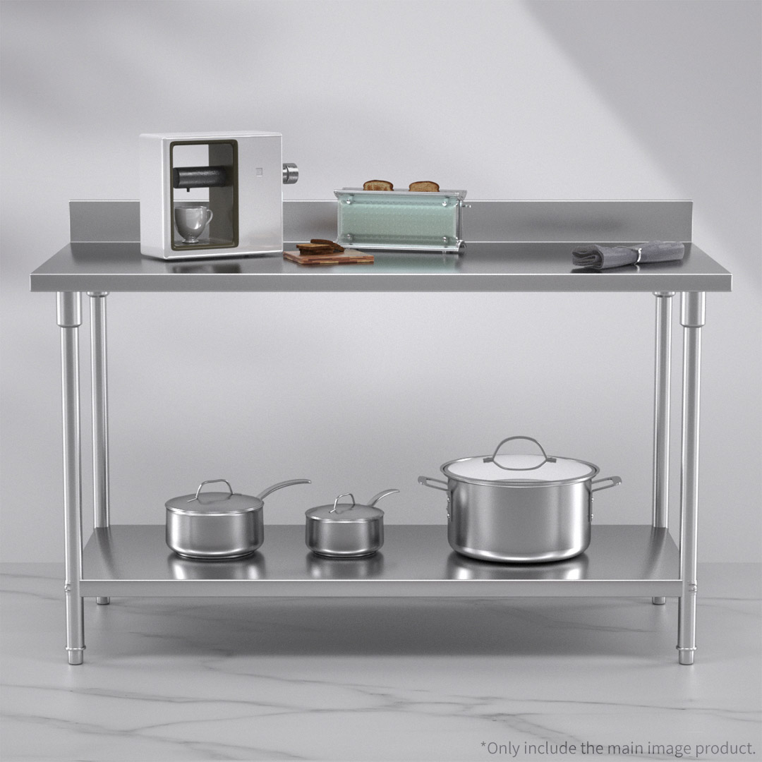 Soga Commercial Catering Kitchen Stainless Steel Prep Work Bench Table With Back-Splash 150*70*85Cm, Furniture, Kitchen &Amp; Dining Room Furniture, Buffets, Sideboards &Amp; Kitchen Islands, , ,  - Nz Depot 4