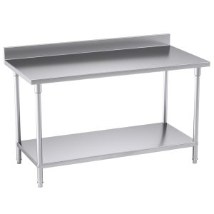 SOGA Commercial Catering Kitchen Stainless Steel Prep Work Bench Table with Back-splash 150*70*85cm, furniture, kitchen & dining room furniture, buffets, sideboards & kitchen islands, , ,  - NZ DEPOT 1