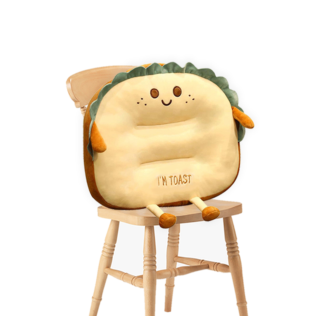 SOGA Cute Face Toast Bread Cushion Stuffed Car Seat Plush Cartoon Back Support Pillow Home Decor, Furniture, Living Room Furniture, Occasional Chairs, ,  - NZ DEPOT 1