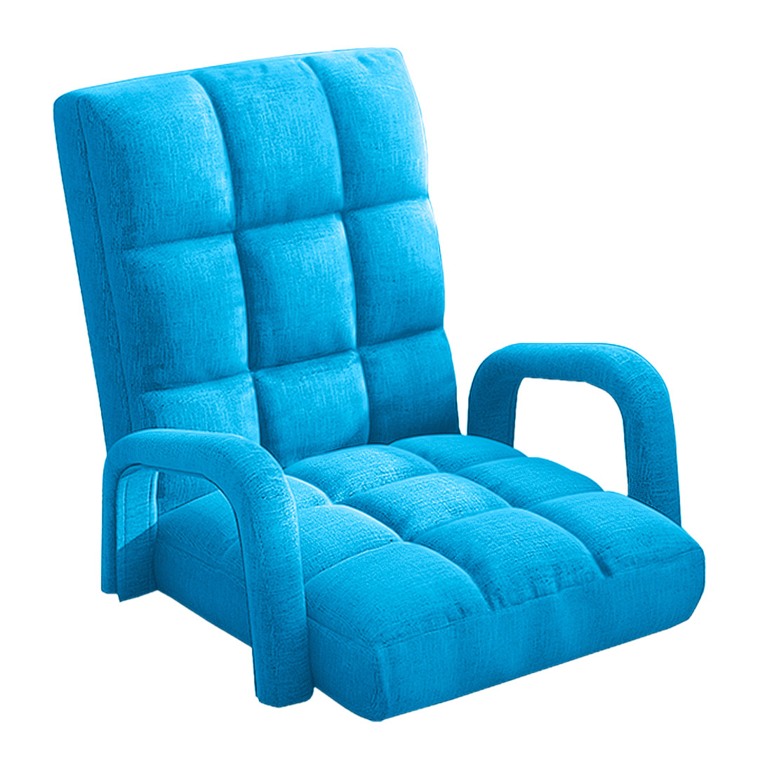 Soga Foldable Lounge Cushion Adjustable Floor Lazy Recliner Chair With Armrest Blue, Furniture, Living Room Furniture, Occasional Chairs, , ,  - Nz Depot 1