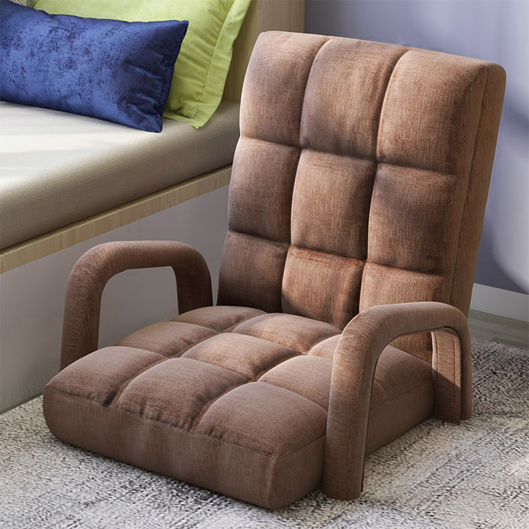 Soga Foldable Lounge Cushion Adjustable Floor Lazy Recliner Chair With Armrest Coffee, Furniture, Living Room Furniture, Occasional Chairs, , ,  - Nz Depot 7