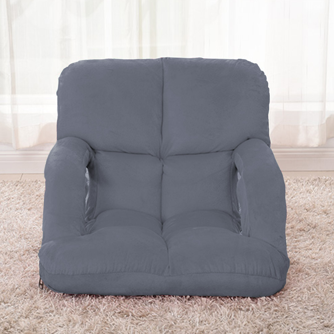 Soga Foldable Lounge Cushion Adjustable Floor Lazy Recliner Chair With Armrest Grey, Furniture, Living Room Furniture, Occasional Chairs, , ,  - Nz Depot 8