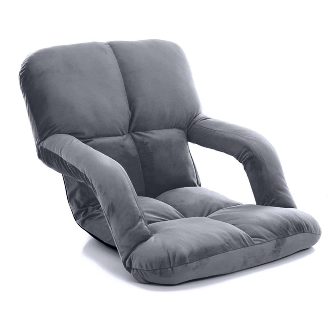 Soga Foldable Lounge Cushion Adjustable Floor Lazy Recliner Chair With Armrest Grey, Furniture, Living Room Furniture, Occasional Chairs, , ,  - Nz Depot 1