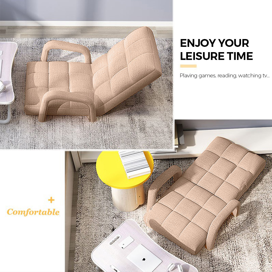 Soga Foldable Lounge Cushion Adjustable Floor Lazy Recliner Chair With Armrest Khaki, Furniture, Living Room Furniture, Occasional Chairs, , ,  - Nz Depot 4