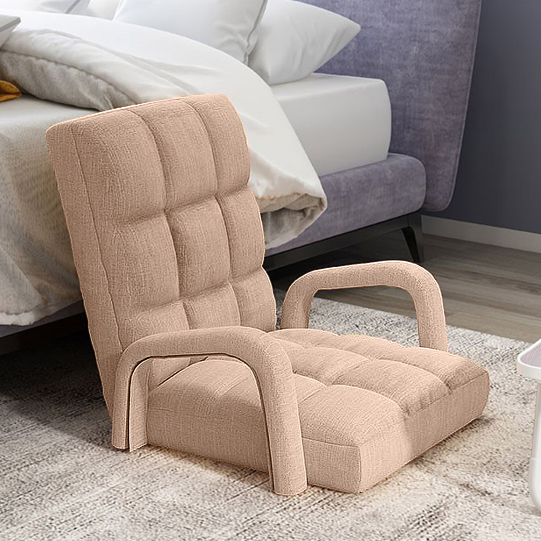 Soga Foldable Lounge Cushion Adjustable Floor Lazy Recliner Chair With Armrest Khaki, Furniture, Living Room Furniture, Occasional Chairs, , ,  - Nz Depot 5