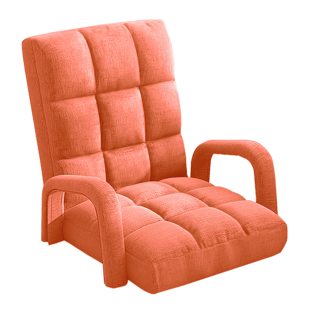 Soga Foldable Lounge Cushion Adjustable Floor Lazy Recliner Chair With Armrest Orange, Furniture, Living Room Furniture, Occasional Chairs, , ,  - Nz Depot 1