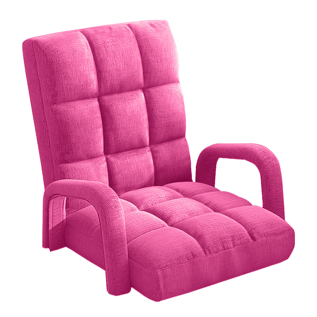 Soga Foldable Lounge Cushion Adjustable Floor Lazy Recliner Chair With Armrest Pink, Furniture, Living Room Furniture, Occasional Chairs, , ,  - Nz Depot 1