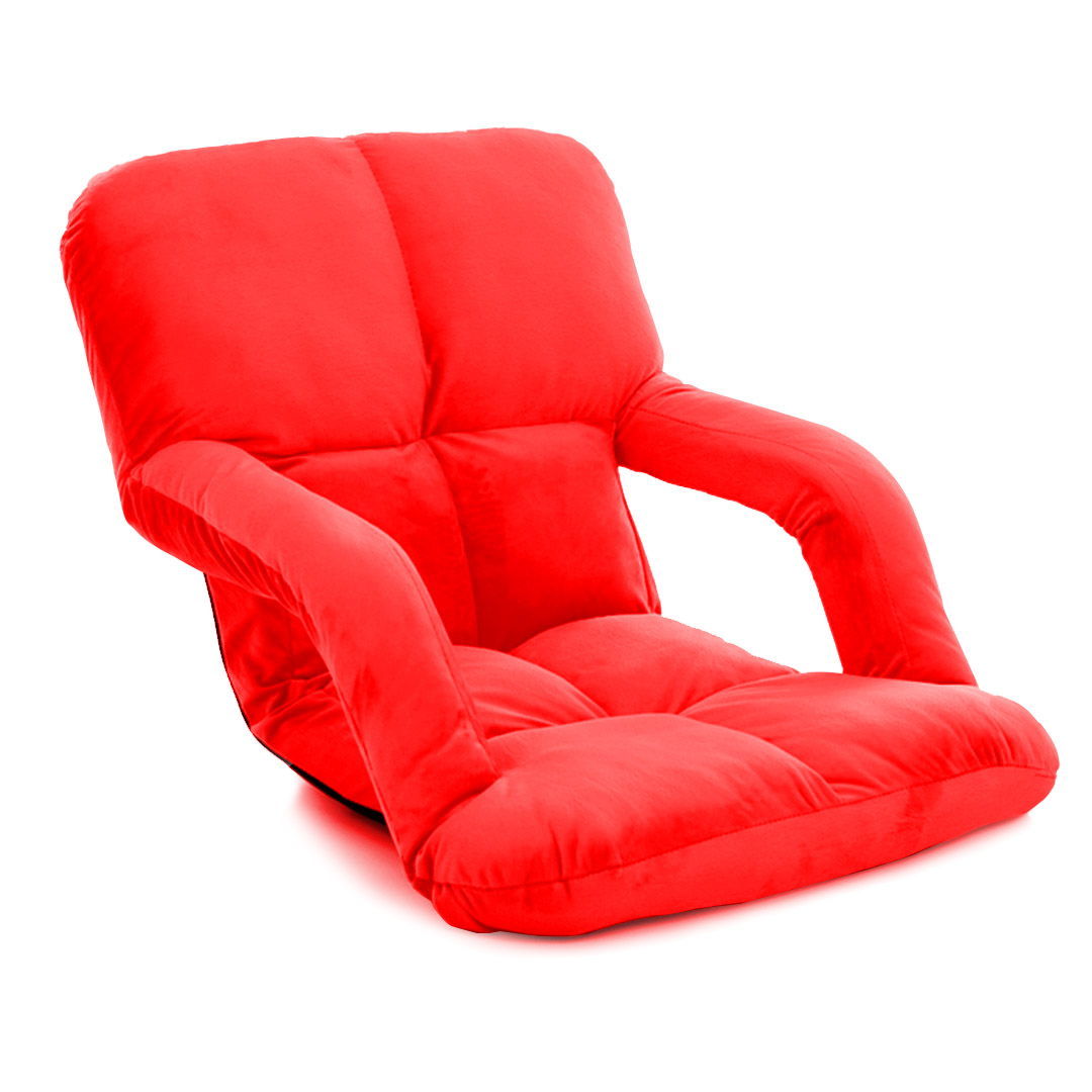 Soga Foldable Lounge Cushion Adjustable Floor Lazy Recliner Chair With Armrest Red, Furniture, Living Room Furniture, Occasional Chairs, , ,  - Nz Depot 1