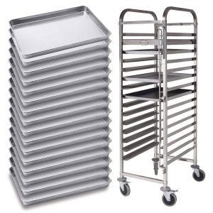 SOGA Gastronorm Trolley 16 Tier Stainless Steel with Aluminum Baking Pan Cooking Tray for Bakers, Kitchenware, Food Preperation, Food Prep, Cleaning & Organising, ,  - NZ DEPOT 1