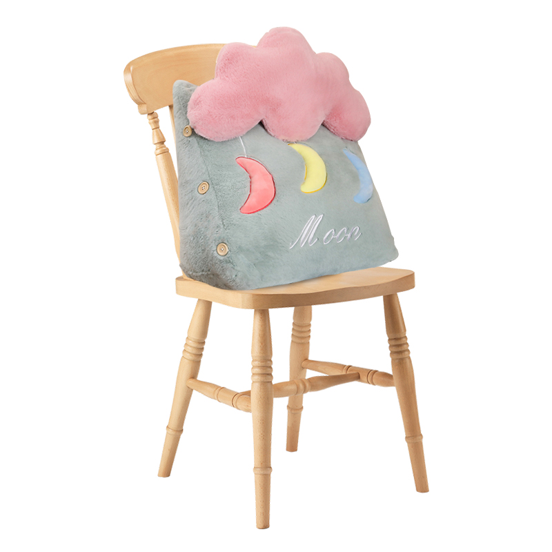 Soga Green Cute Moon Cloud Cushion Soft Leaning Lumbar Wedge Pillow Bedside Plush Home Decor - Nz Depot