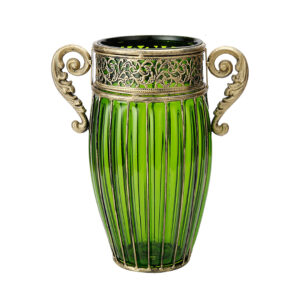 SOGA Green European Colored Glass Home Decor Jar Flower Vase with Two Metal Handle, Home & Living, Home Decor, Vases, , ,  - NZ DEPOT 1