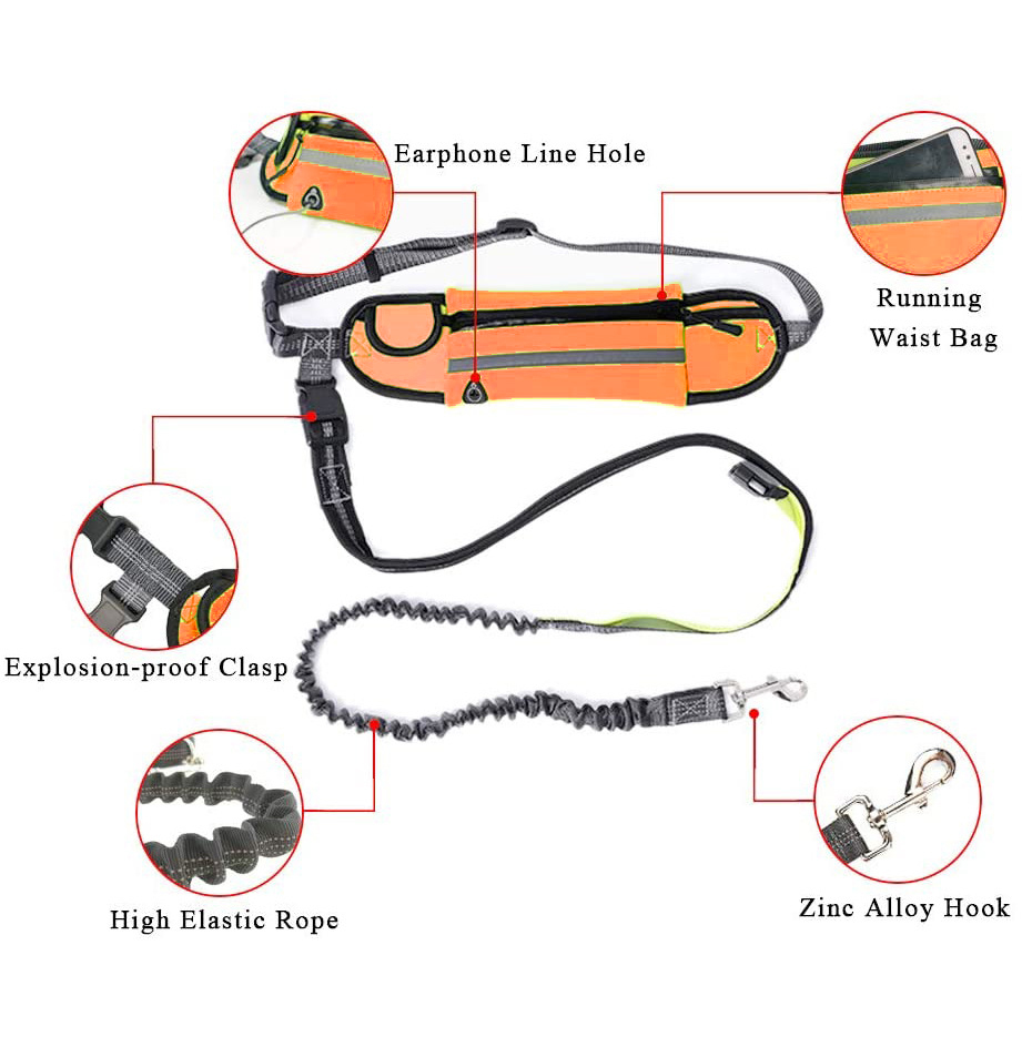 Soga Orange Adjustable Hands-Free Pet Leash Bag Dog Lead Walking Running Jogging Pet Essentials, Pets, Dog, Pet Accessories, Dog Collars, ,  - Nz Depot 4