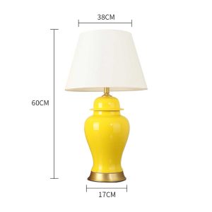 SOGA Oval Ceramic Table Lamp with Gold Metal Base Desk Lamp Yellow, Home & Living, Lighting, Indoor Lights, Lamps, Table Lamps,  - NZ DEPOT 2