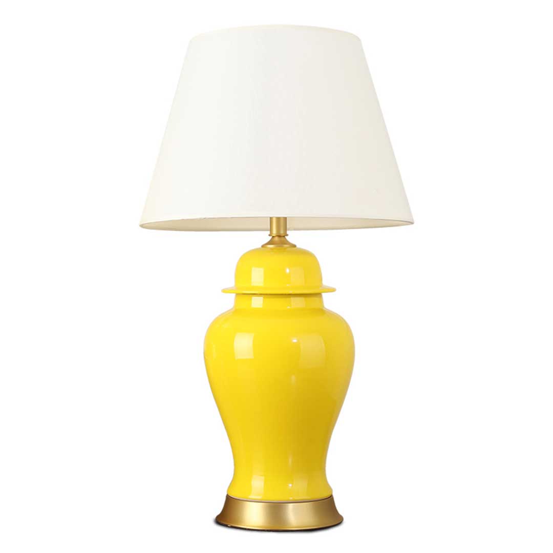 Soga Oval Ceramic Table Lamp With Gold Metal Base Desk Lamp Yellow, Home &Amp; Living, Lighting, Indoor Lights, Lamps, Table Lamps,  - Nz Depot 1