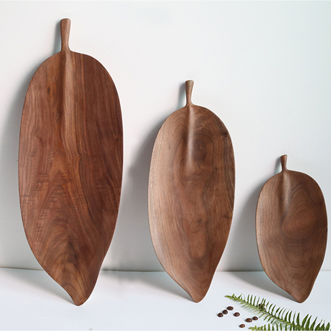 Soga Set Of 2 Walnut Leaf Shape Wooden Tray Food Charcuterie Serving Board Paddle Centerpiece Home Decor, Kitchenware, Table Top, Servingware, Servingware Platter, ,  - Nz Depot 7