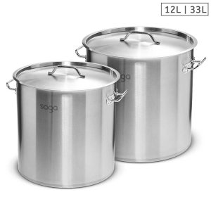 SOGA Stock Pot 12L 33L Top Grade Thick Stainless Steel Stockpot 18/10, home & living, kitchen & dining, cookware, stock & multi pots, ,  - NZ DEPOT 1