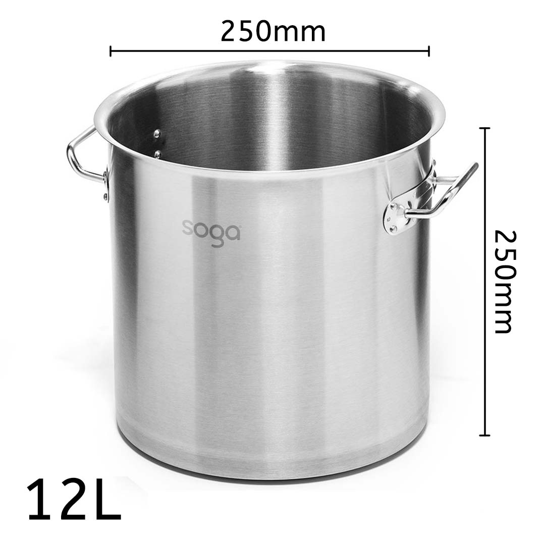 Soga Stock Pot 12L Top Grade Thick Stainless Steel Stockpot 18/10 Without Lid, Home &Amp; Living, Kitchen &Amp; Dining, Cookware, Stock &Amp; Multi Pots, ,  - Nz Depot 3