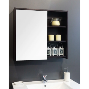 The European Bathroom Mirror Cabinet 100% WaterProof - 700 Black, Mirror - NZ DEPOT