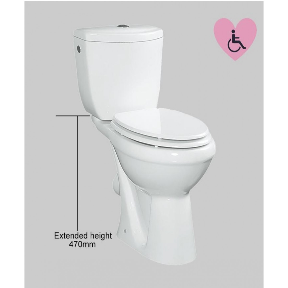 Disabled toilet - Extended height 470mm, Suite - NZ DEPOT