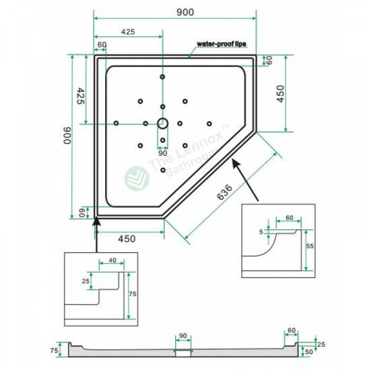 Shower Box Bay Series 2 Sides 900X900X1900Mm Rf900 Angle Shower Nz Depot 5 - Nz Depot