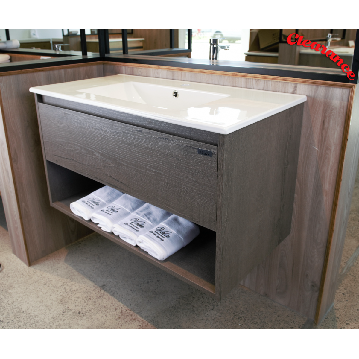 Vanity - Heron Series Plywood V1200 In Wooden Grey Color - 100% Water Proof, Wall Hung - Nz Depot