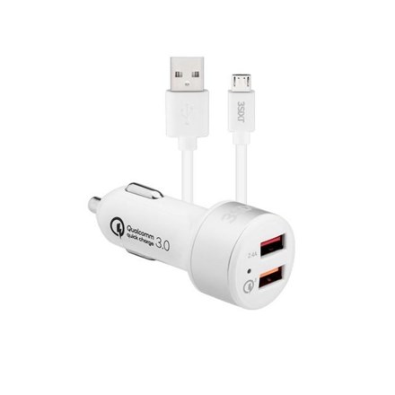 3SIXT Car Charger 5.4A + Micro USB Cable 1m - White - NZDEPOT