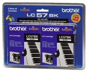 Brother LC57BK2PK Black Ink Cartridge Twin Pack - NZDEPOT