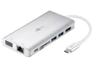 Goobay USB C ADAPHDMI2xUSB3.0CRCRJ45VGA SILVER NZ DEPOT