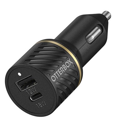 Otterbox 2 Port Car Charger 30W USB-C 18W PD + USB-A 12W Black - NZDEPOT