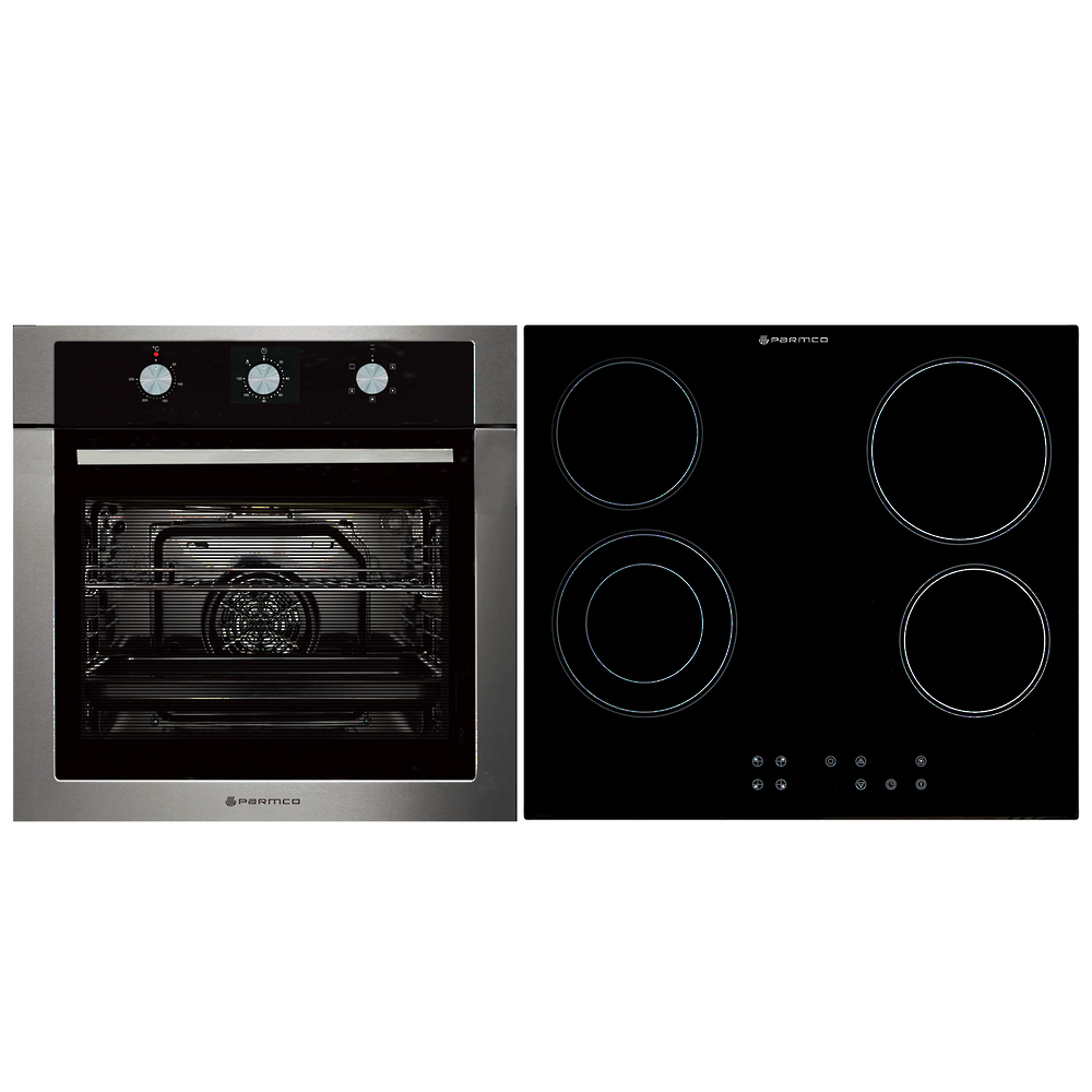 Parmco Parmco Pack 3-1 - 600mm 5 Function Stainless Steel Oven and 600mm Ceramic Frameless Touch Control Cooktop - NZDEPOT