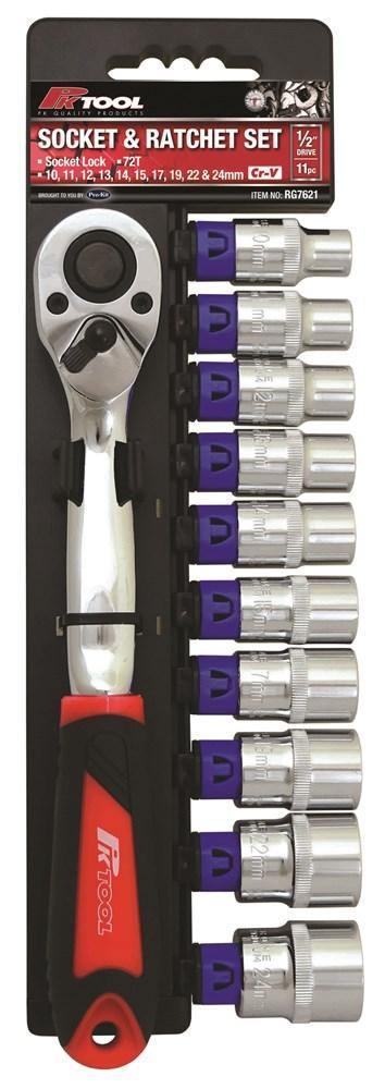 1/2-Inch Drive Metric Cr-V Socket and Ratchet 11 Pieces Set - Material quality chrome vanadium steel forging -  Strong and durable -  Ergonomically designed rubberized handle -  Suitable for long-term operation -  1/2-Inch Drive Metric Cr-V Socket and Ratchet 11 Pieces Set