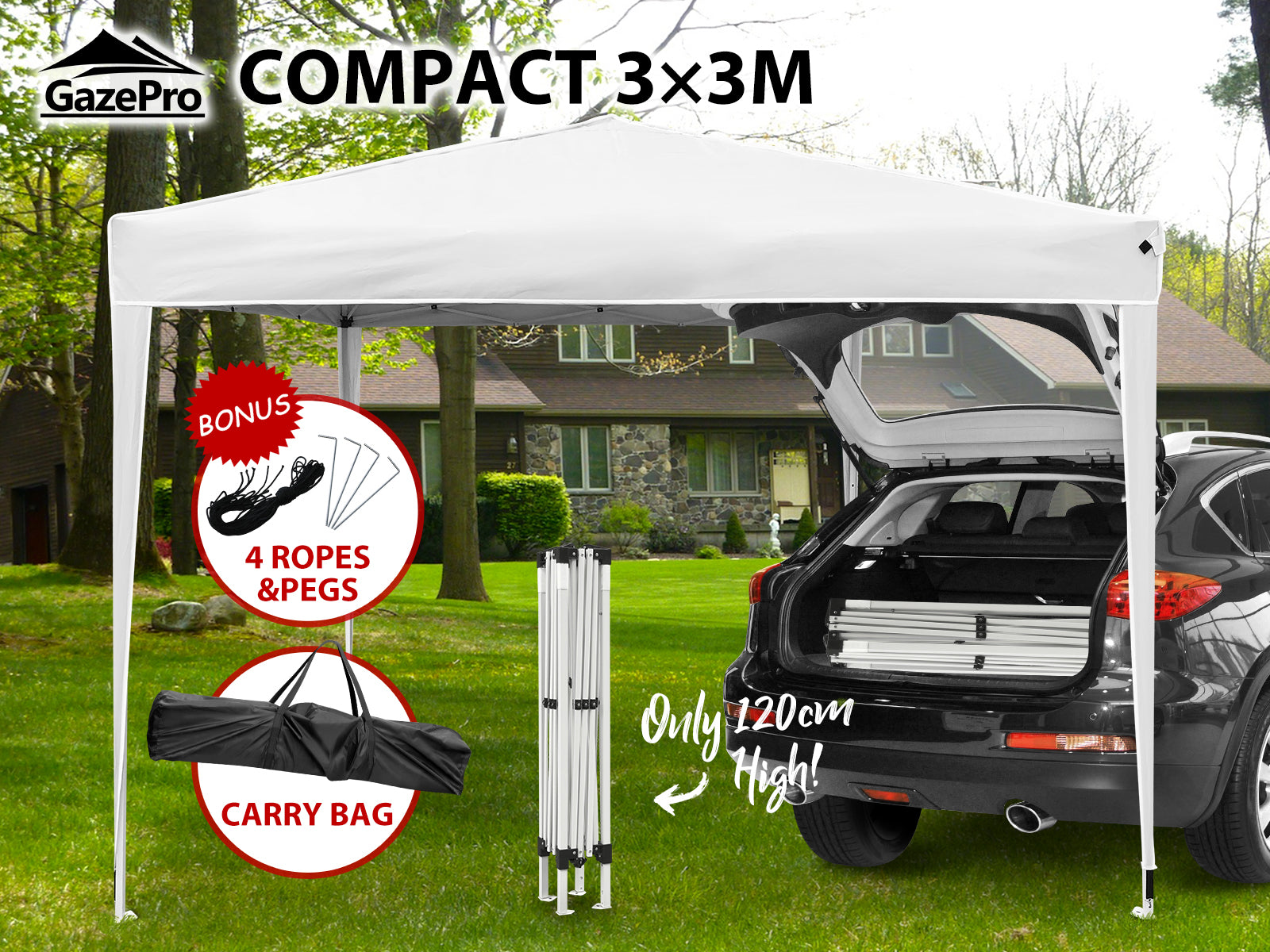 3X3M Pop Up Gazebo White PR5109 Gazebos NZ DEPOT 3 - NZ DEPOT