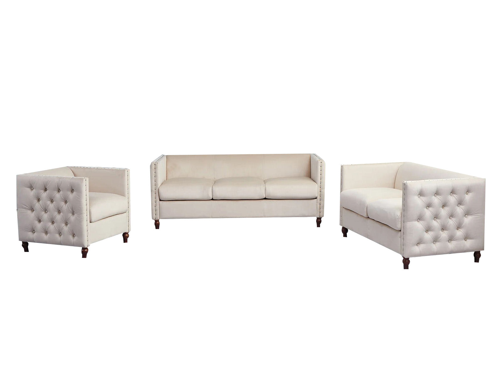 Abbey Sectional Sofa Set Velvet Beige -