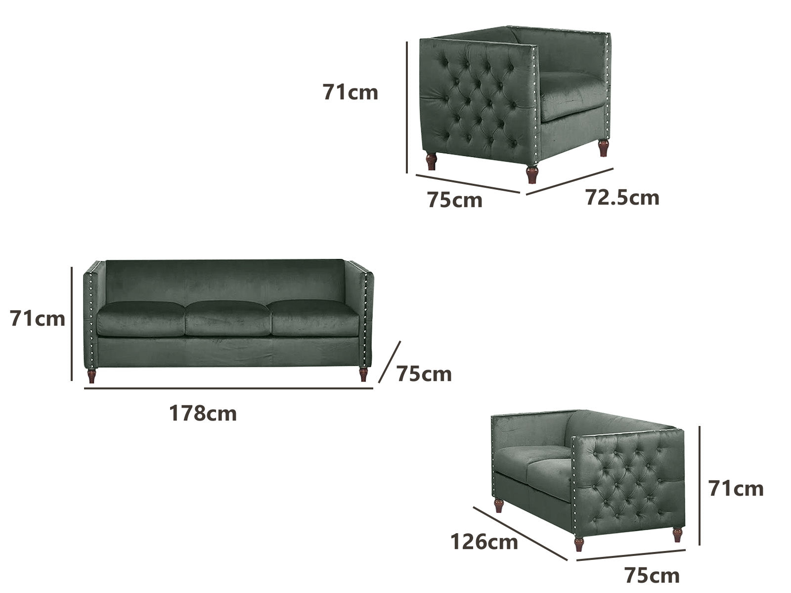 Abbey Sectional Sofa Set Velvet Green Pr9326 Sofas Sectionals Sofa Beds Nz Depot 5 - Nz Depot