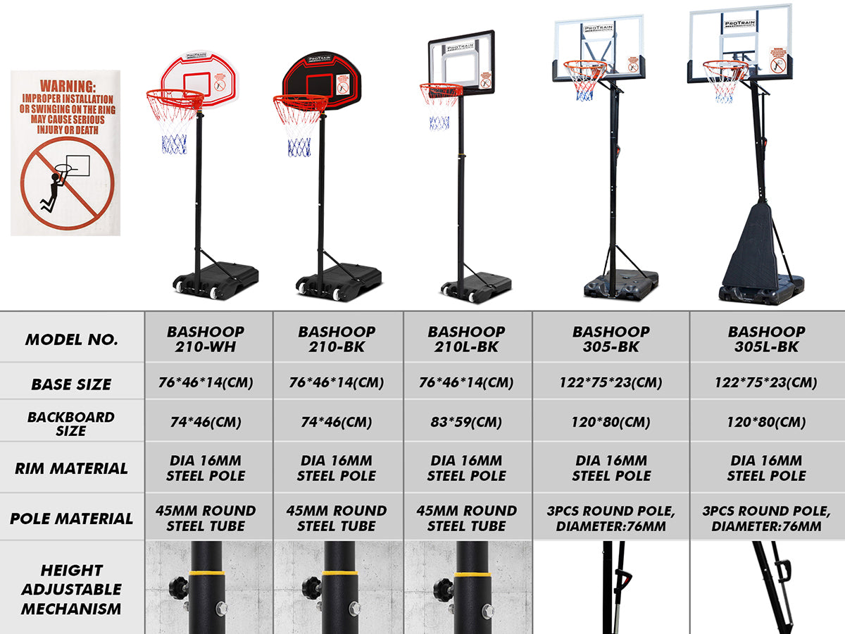 Adjustable Portable Basketball Stand Hoop 210 Large Black PR8095 Kid Organisers NZ DEPOT 6