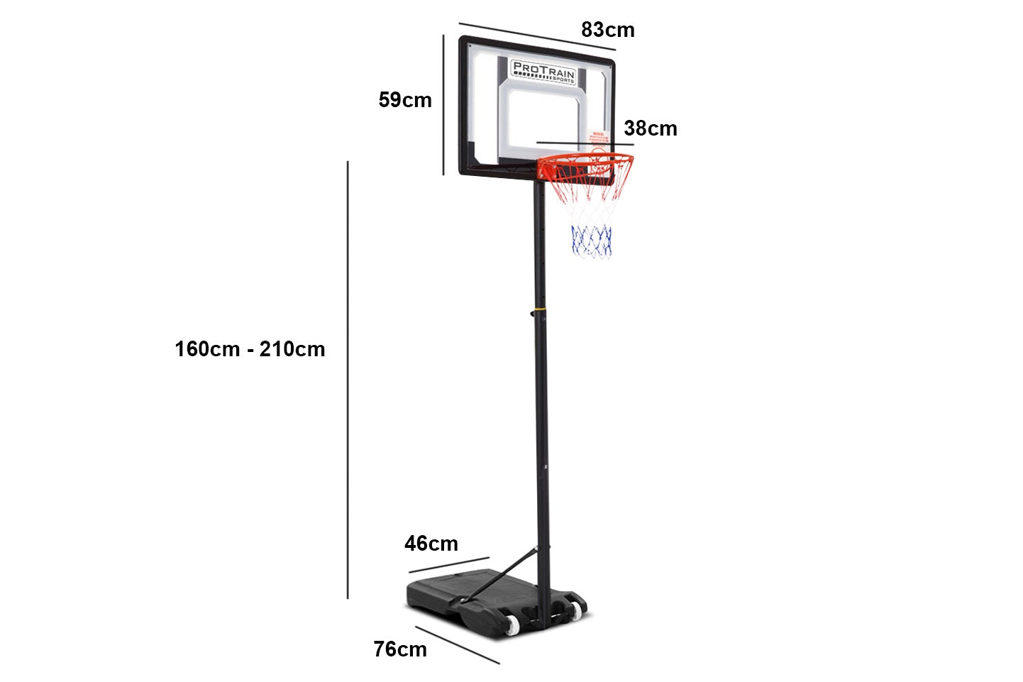 Adjustable Portable Basketball Stand Hoop 210 Large Black PR8095 Kid Organisers NZ DEPOT 7