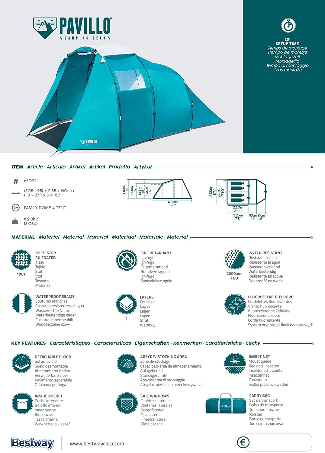 Bestway Pavillo Tent Bestway Family Dome 4 Tent PR6160 Tents NZ DEPOT 8