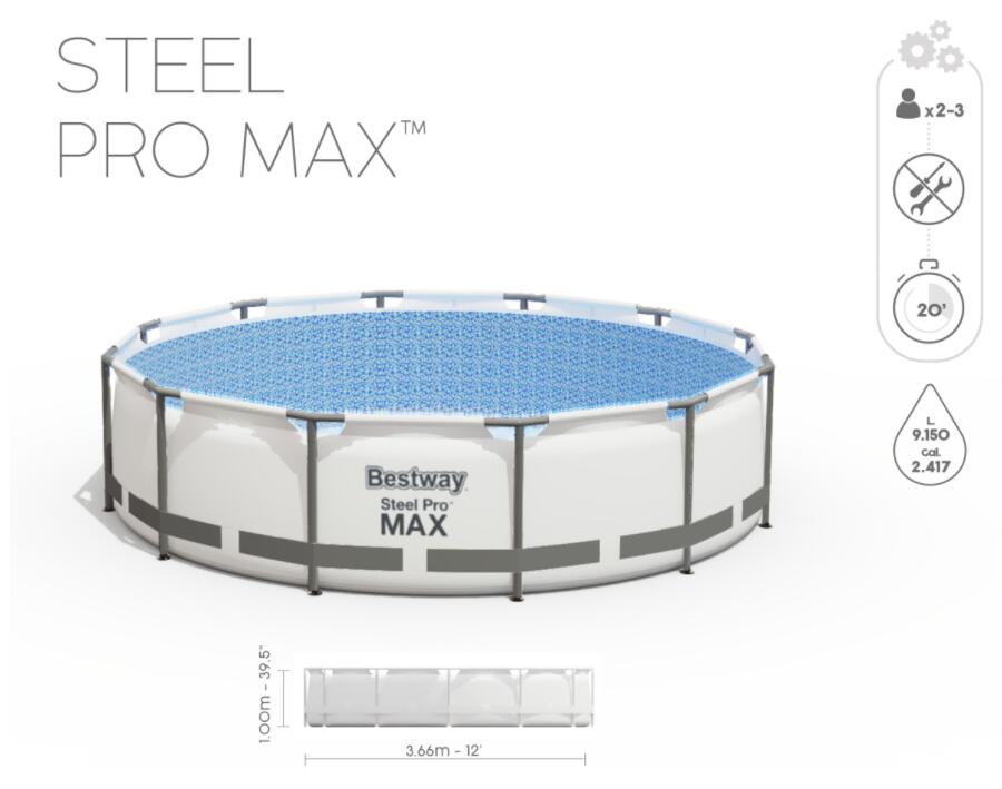 Bestway Steel Pro Max Pool 12Ft Pr6665410 Swimming Pools Air Beds Nz Depot 3 - Nz Depot