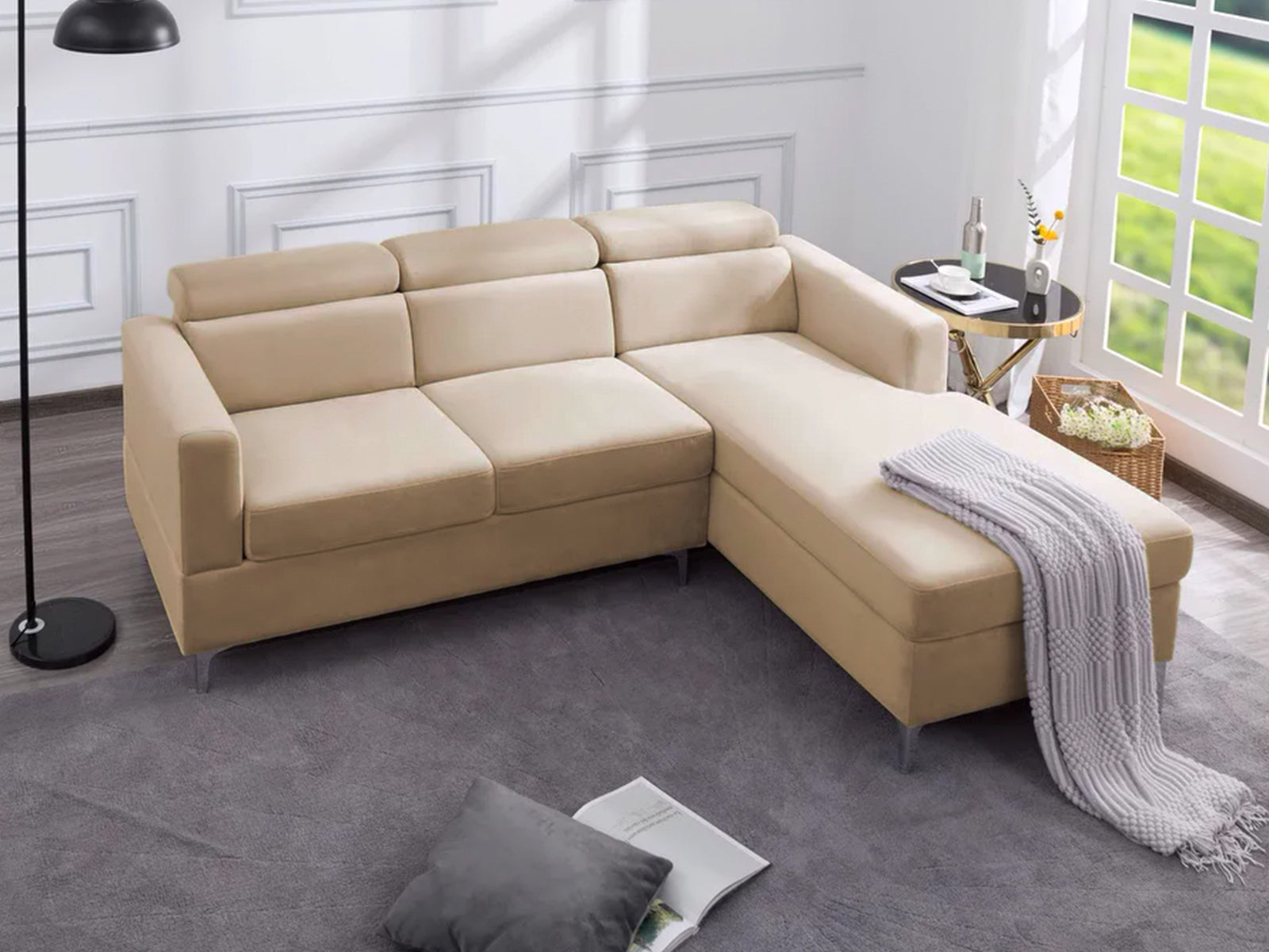 Canape Corner Sofa Beige PR9296 Sofas Sectionals Sofa Beds NZ DEPOT 5