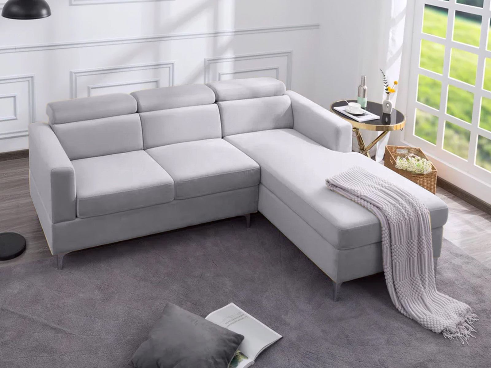 Canape Corner Sofa Light Grey PR9297 Sofas Sectionals Sofa Beds NZ DEPOT 4