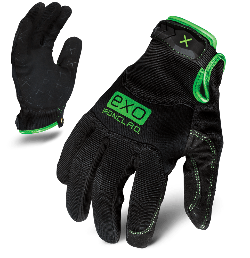 EXO Motor Pro Glove - 1 x Pair FEATURES “You are a garage junkie. This is your glove. Nuff’ said.” PALM - EXO Embossed Palm SWEAT WIPE - Terry Cloth Sweat Wipe CUFF PULLER - Suede Cuff Puller HOOK AND LOOP CLOSURE - TPR Hook and Loop Closure IMPACT PROTECTION - Neoprene Knuckle Impact Protection