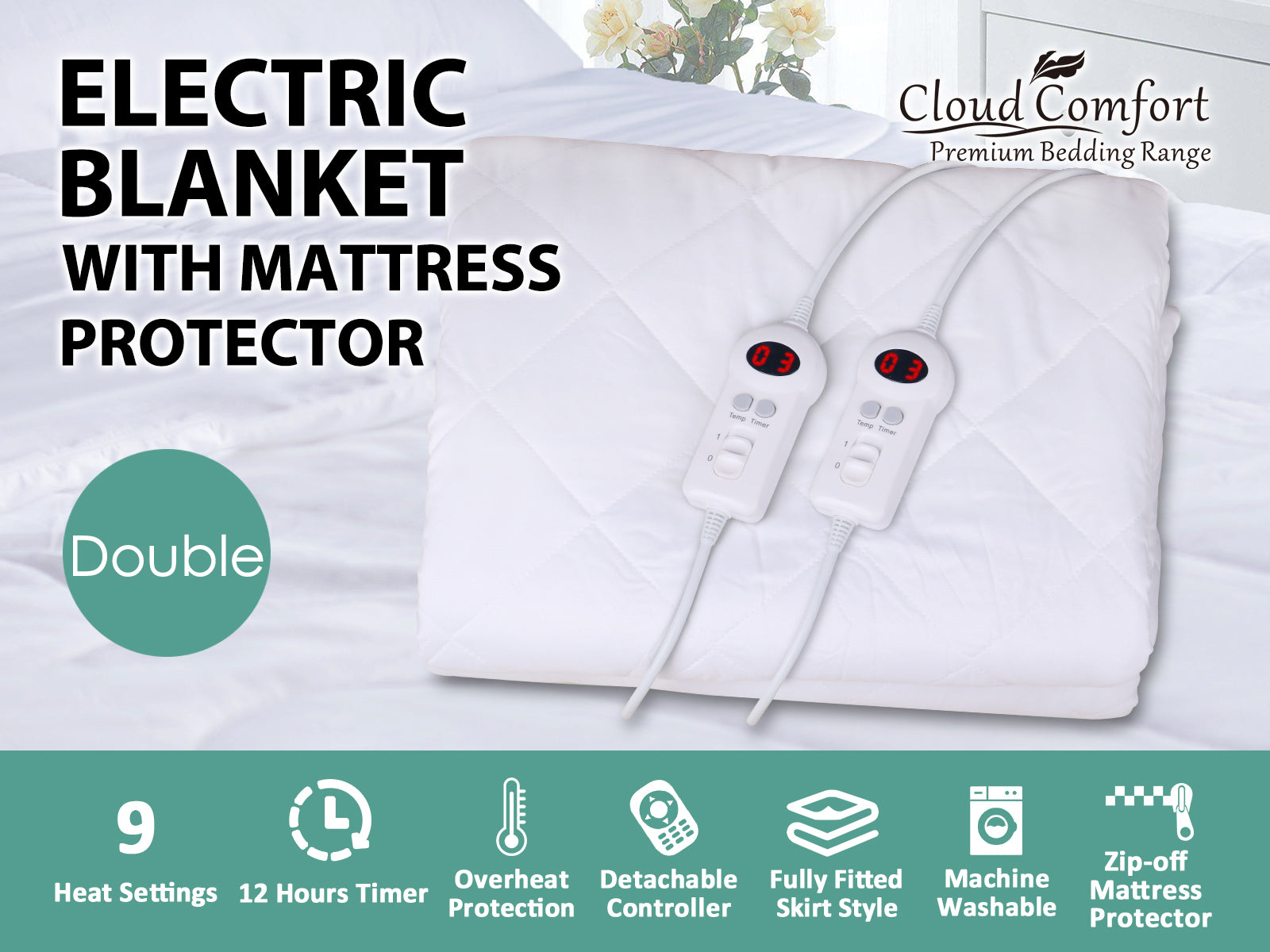 Electric Blanket With Mattress Protector Double PR3020 1 Electric Blankets NZ DEPOT 4