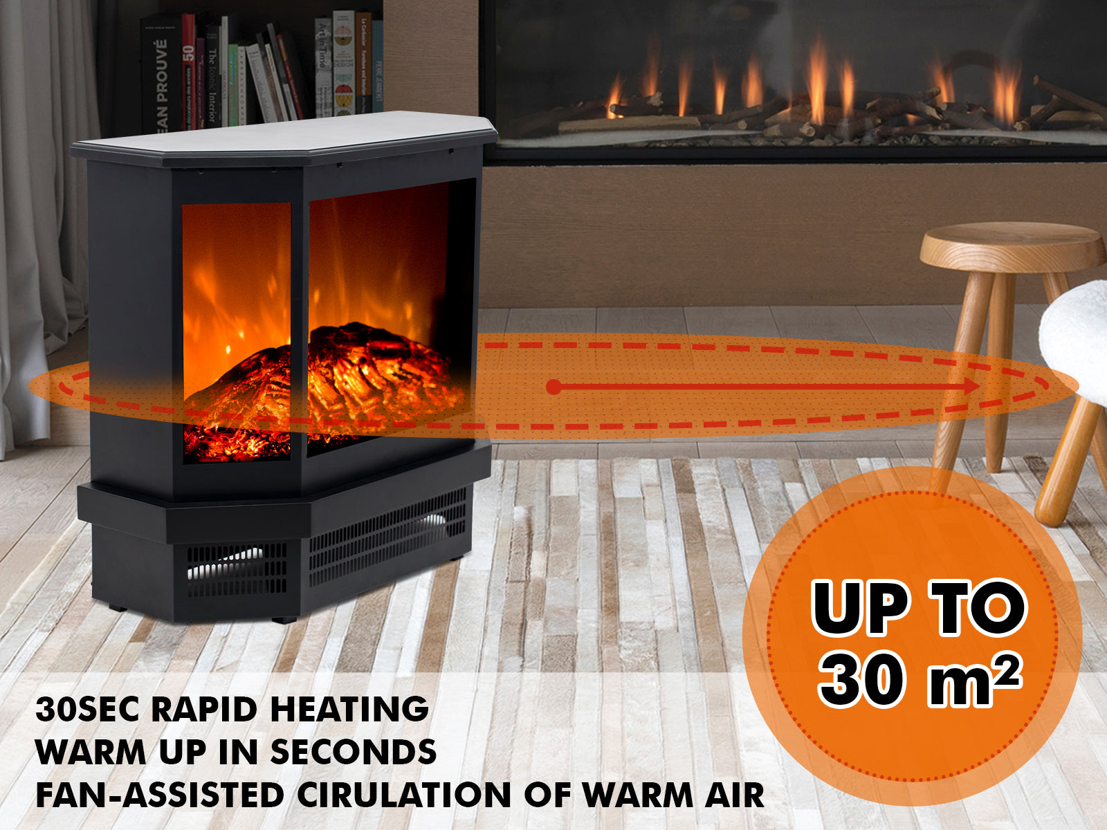 Electric Fireplace Free Standing With 3 Side Heating PR9038 Wall Heater NZ DEPOT 11