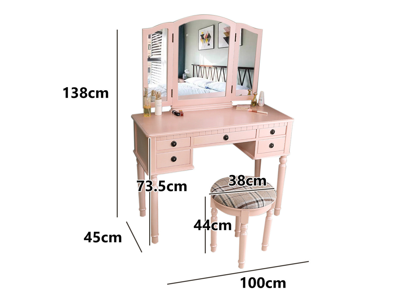 Eloise Dressing Table Set Pink PR9301 Dressing Tables NZ DEPOT 6