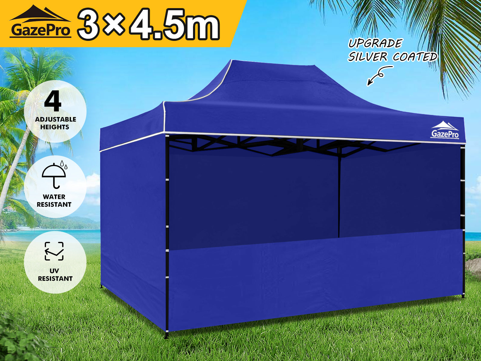 Gazebo C Silver Coated Roof 3X4.5M Blue Pr9258 Gazebos Nz Depot 14 - Nz Depot