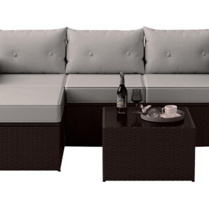 Glendon Outdoor Sofa Set Brown Grey