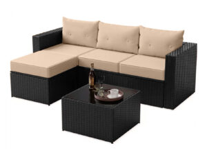 Glendon Sofa Set Black Beige PR8983 Outdoor Furniture NZ DEPOT