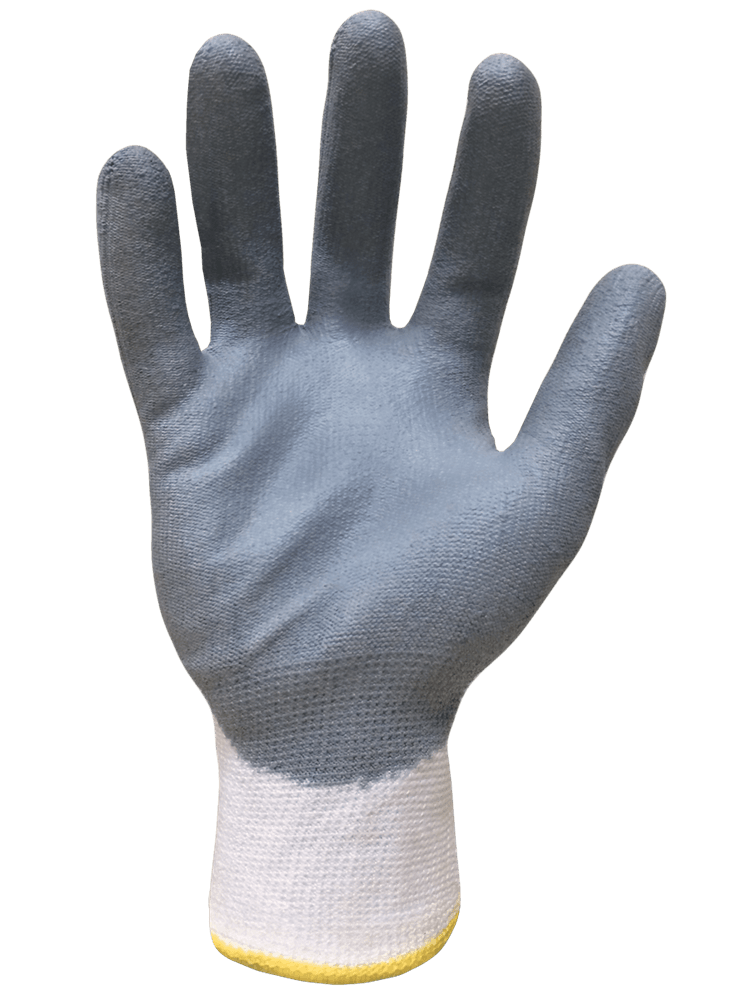 made with polyethylene cut resistant yarn. Features & Benefits of Ironclad IKC5-BAS Knit Cut 5 Gloves: - POLYETHYLENE CUT RESISTANT YARN CE EN388 level 5- NITRILE DIPPED PALM- 100% Machine Washable: Hang dryBest Uses: Tool Pushing